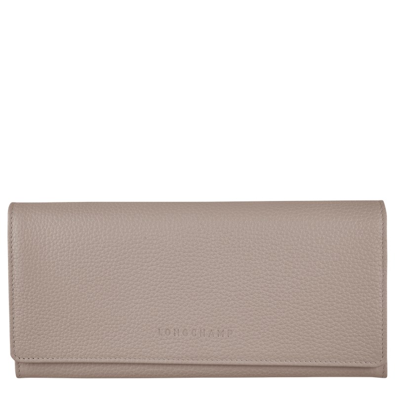 Turtledove Longchamp Le Foulonné Continental - Leather Women Wallets | 187254HPR