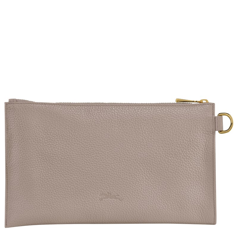 Turtledove Longchamp Le Foulonné Pouch - Leather Women Pouches & Cases | 801345KVM