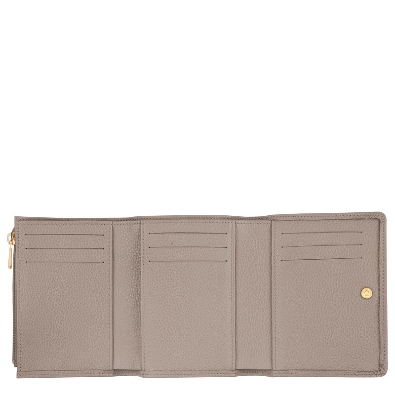 Turtledove Longchamp Le Foulonné - Leather Women Wallets | 918065XKO