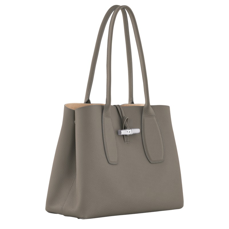 Turtledove Longchamp Le Roseau L - Leather Women Shoulder bags | 704683AKP