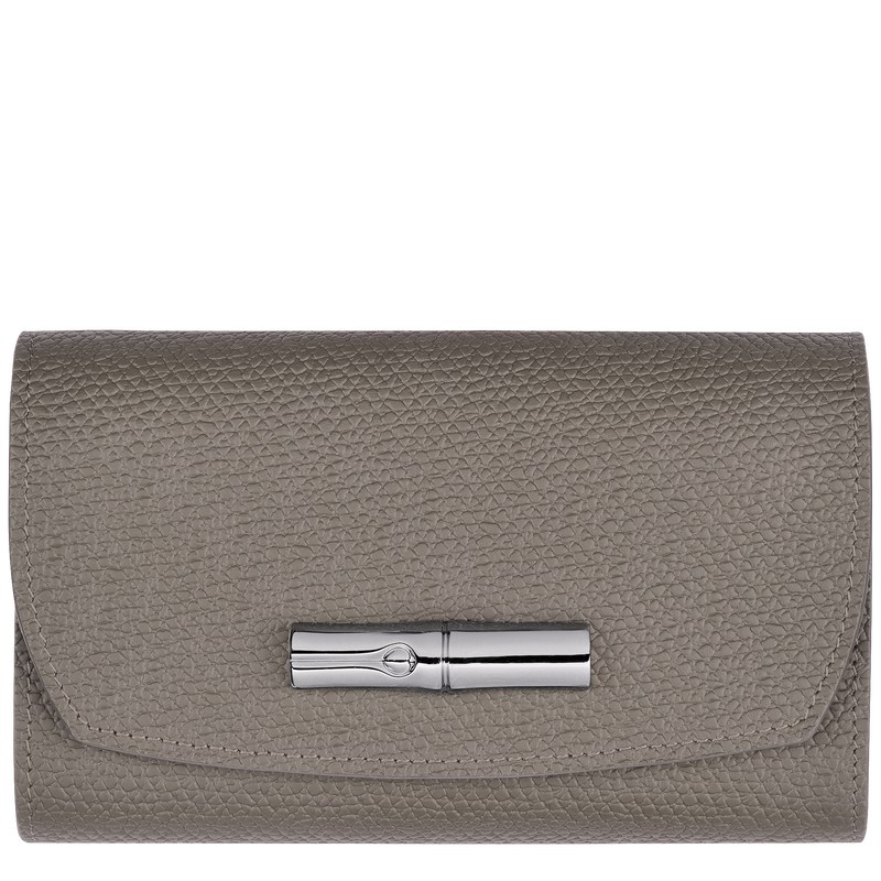 Turtledove Longchamp Le Roseau - Leather Women Wallets | 596102XHU