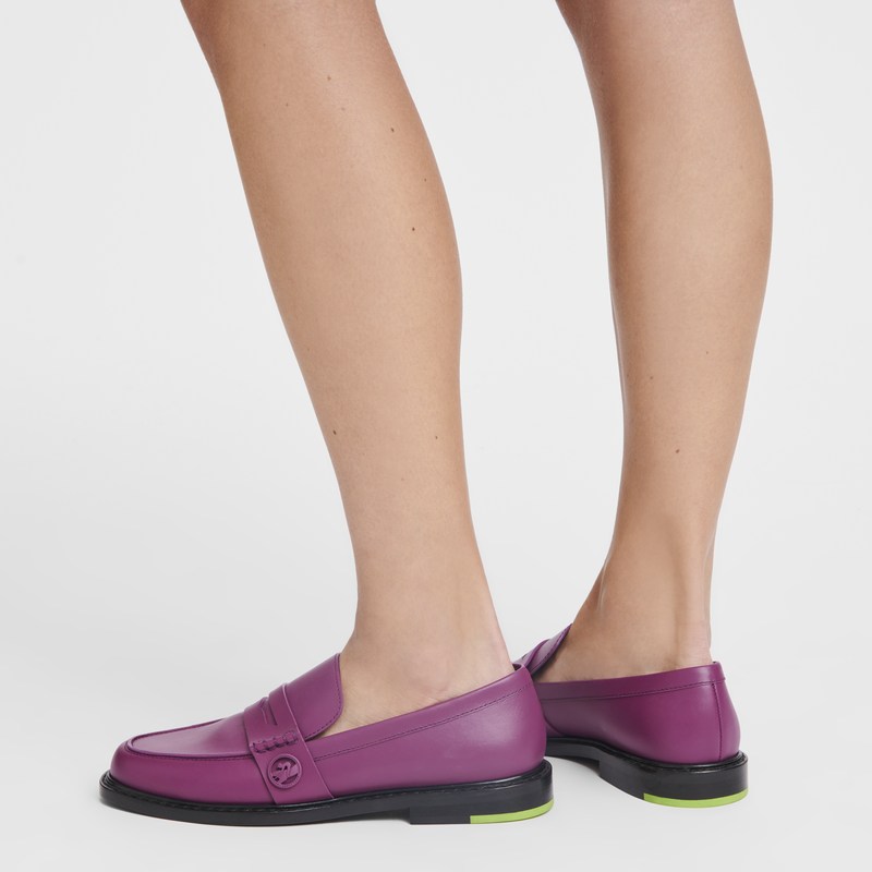 Violet Longchamp Box-trot Loafer - Leather Women Loafers | 694825RST