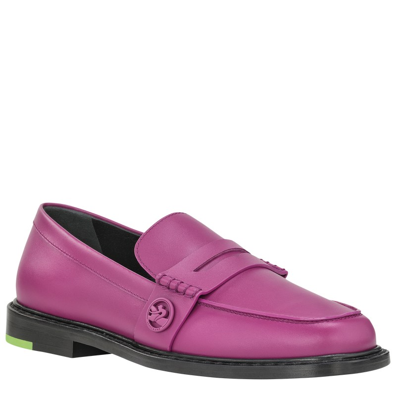 Violet Longchamp Box-trot Loafer - Leather Women Loafers | 694825RST