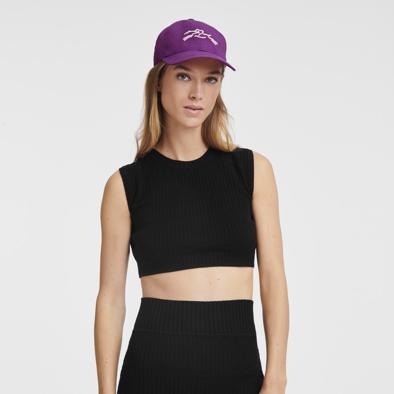 Violet Longchamp Cap - Gabardine Women Caps & hats | 829640SWG