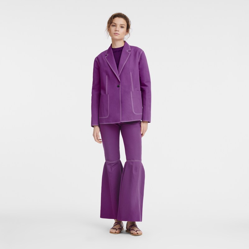 Violet Longchamp Jacket - Gabardine Women Coats & Jackets | 590873ZDC