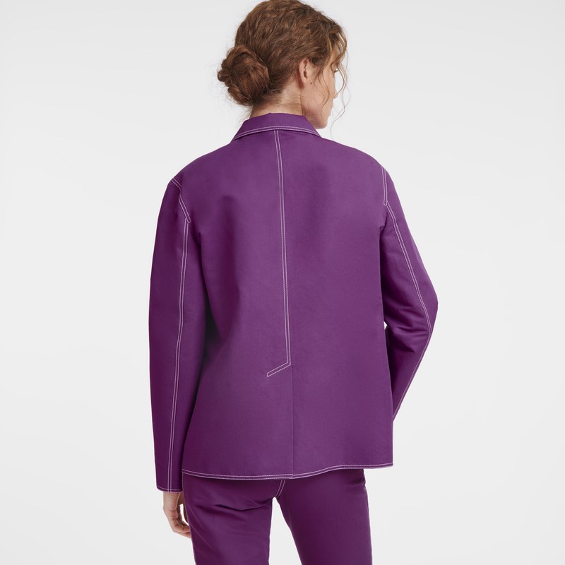 Violet Longchamp Jacket - Gabardine Women Coats & Jackets | 590873ZDC