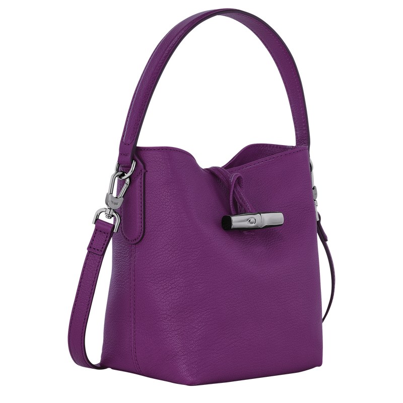 Violet Longchamp Le Roseau XS Bucket bag - Leather Women Crossbody bags | 520981NSA