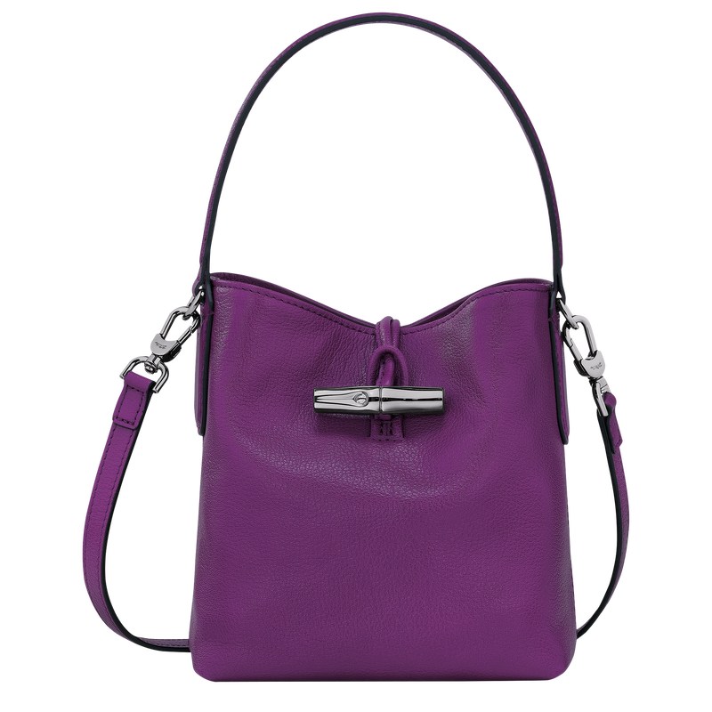 Violet Longchamp Le Roseau XS Bucket bag - Leather Women Crossbody bags | 520981NSA