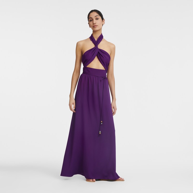 Violet Longchamp Long dress - Crepe Women Dresses & Skirts | 671830ZCL