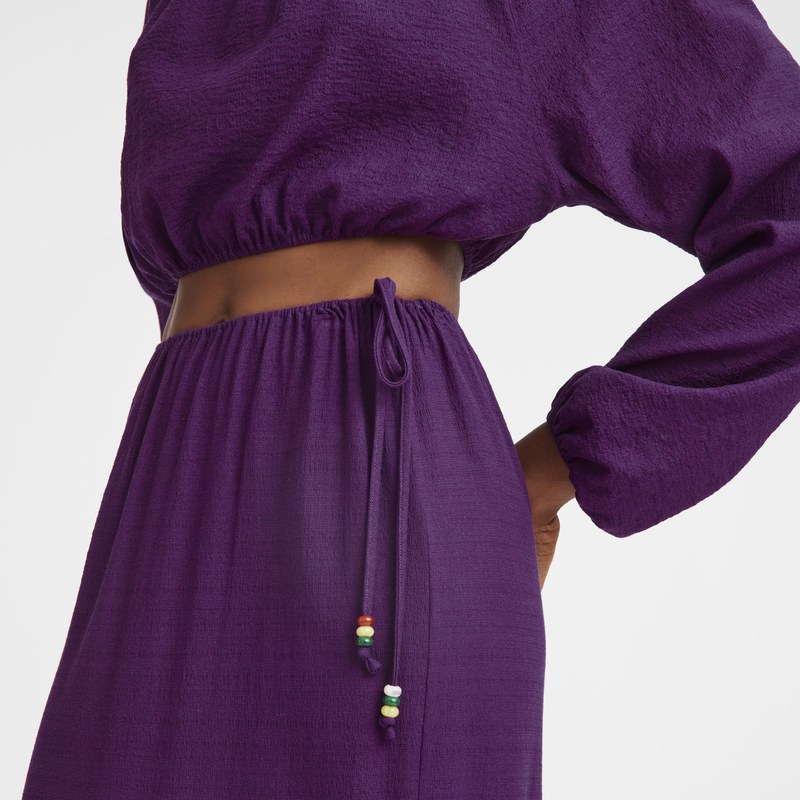 Violet Longchamp Long skirt - Crepe Women Dresses & Skirts | 153890HDA