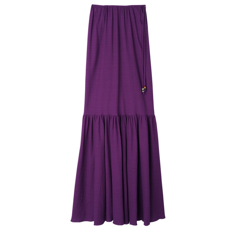 Violet Longchamp Long skirt - Crepe Women Dresses & Skirts | 153890HDA