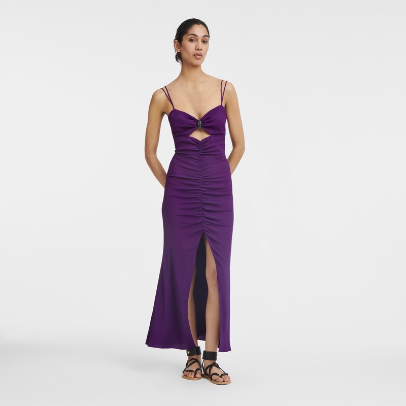 Violet Longchamp Midi dress - Crepe Women Dresses & Skirts | 526930ZNE