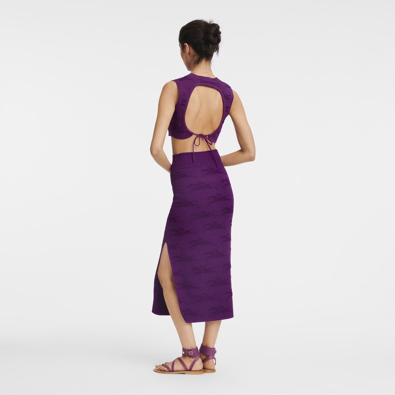 Violet Longchamp Midi skirt - Knit Women Dresses & Skirts | 946502RIW