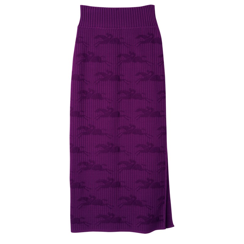 Violet Longchamp Midi skirt - Knit Women Dresses & Skirts | 946502RIW