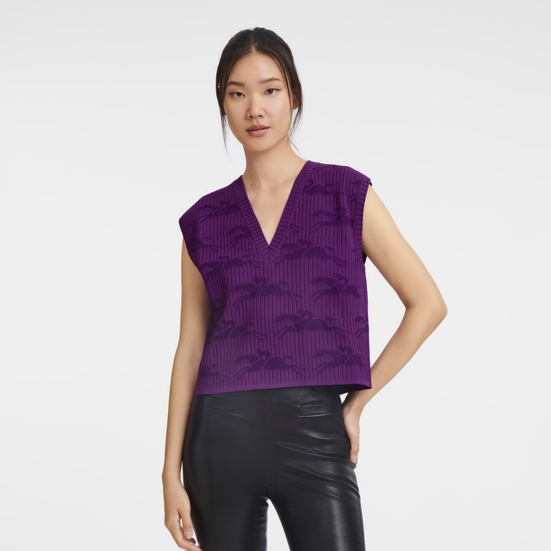 Violet Longchamp Sleeveless sweater - Knit Women Tops & Blouses | 549201EMP