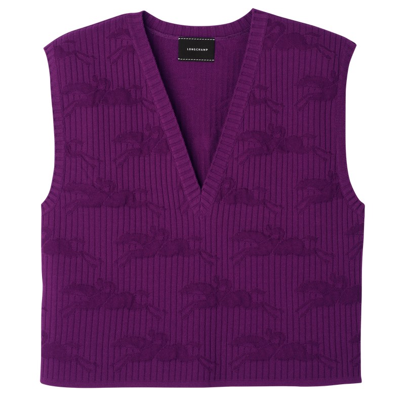 Violet Longchamp Sleeveless sweater - Knit Women Tops & Blouses | 549201EMP