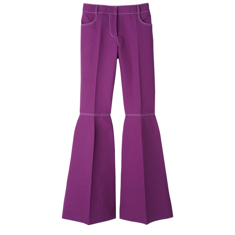 Violet Longchamp Trousers - Gabardine Women Trousers & shorts | 015296QID