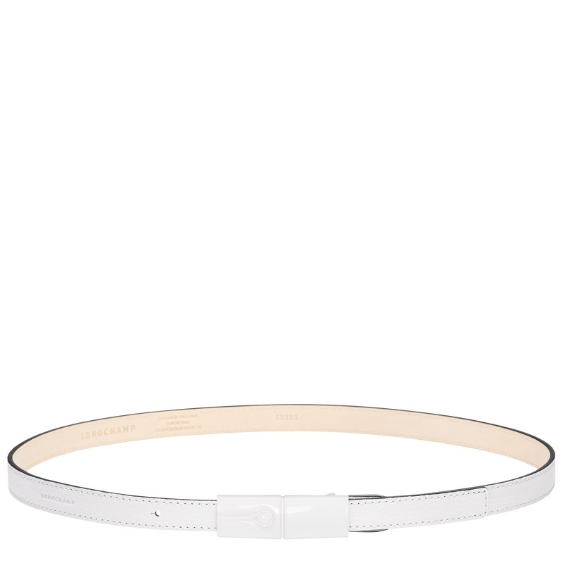 White Longchamp Le Roseau Essential - Leather Women Belts | 274369ULD