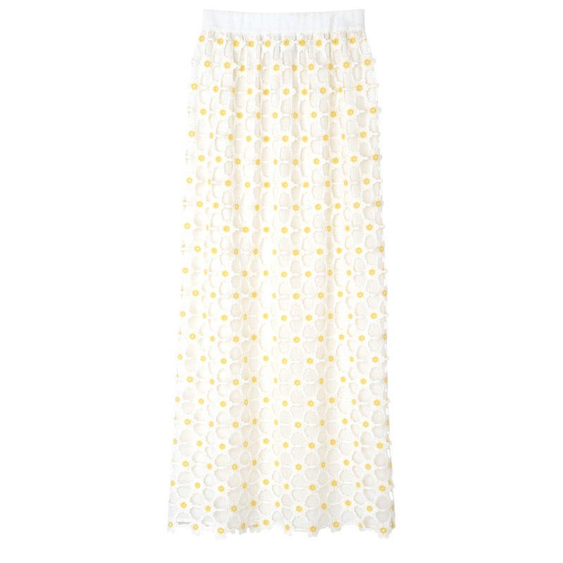 White Longchamp Long skirt - Macramé Women Dresses & Skirts | 132679HKY