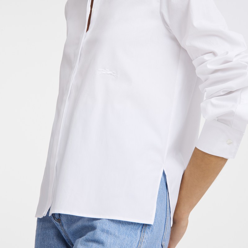 White Longchamp Shirt - Popelin Women Tops & Blouses | 941260RJS