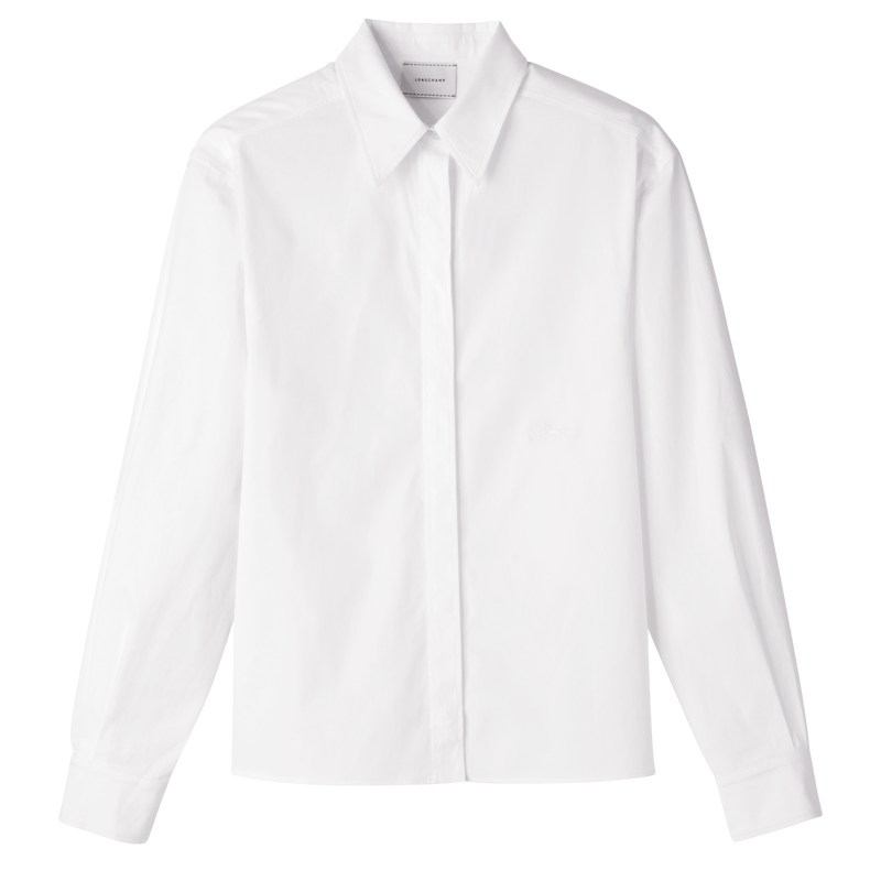 White Longchamp Shirt - Popelin Women Tops & Blouses | 941260RJS