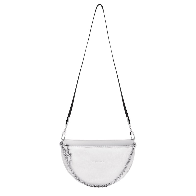 White Longchamp Smile S Crossbody - Leather Women Shoulder bags | 063972SQJ