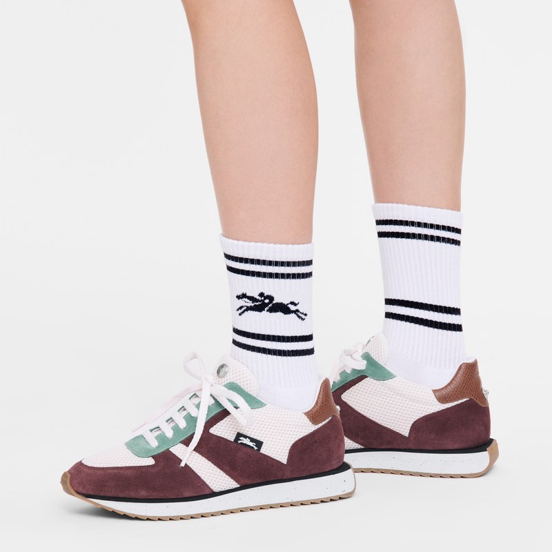 White Longchamp Socks - Knit Women Socks | 697025CES