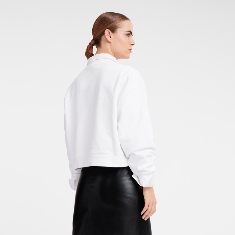 White Longchamp Sweatshirt - Jersey Women Tops & Blouses | 290683VRB