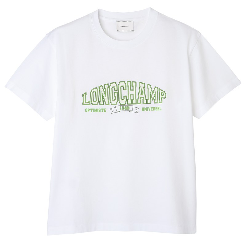 White Longchamp T-shirt - Jersey Women Tops & Blouses | 521860CJT