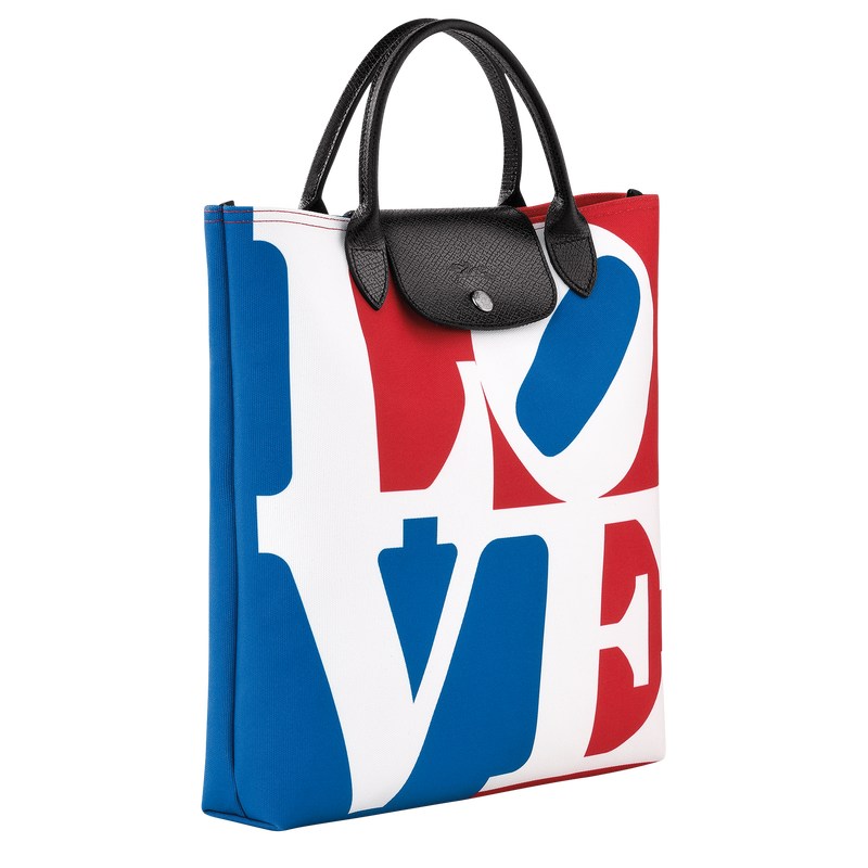 White Longchamp x Robert Indiana L - Canvas Women Handbags | 705693ITR