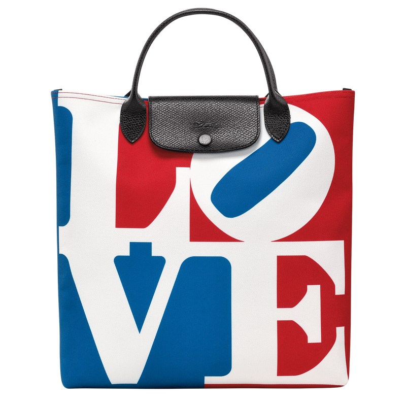 White Longchamp x Robert Indiana L - Canvas Women Handbags | 705693ITR